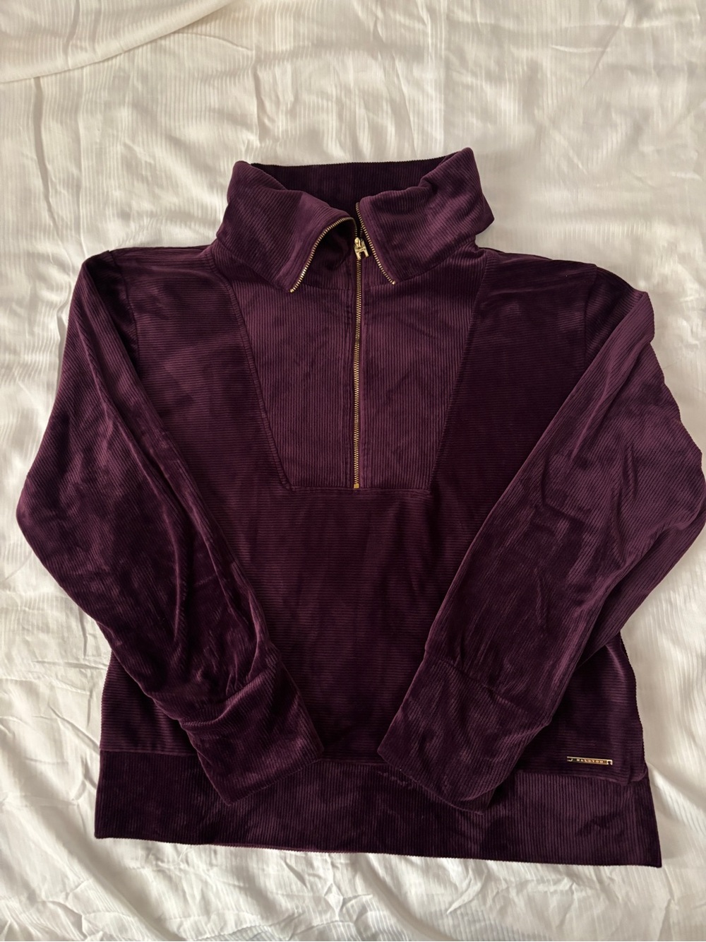Halston Heritage Plum Velvet Zip-Up Sweater